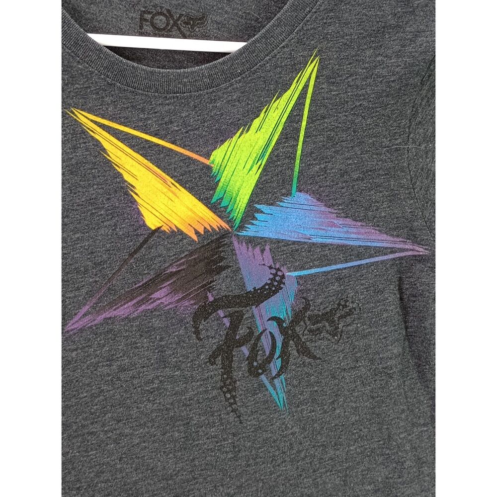 Y2K Fox Women's Large Charcoal Heather Star Gazer Short Sleeve Tee - Picture 4 of 10